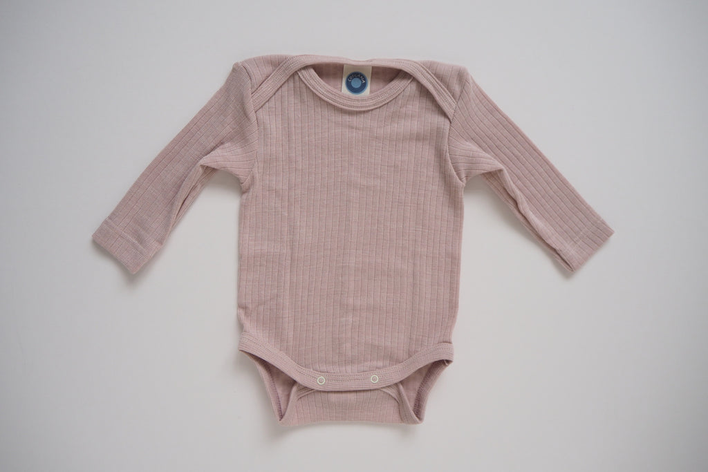 Body in organic cotton, silk and wool - Rose - 0/3m to 9/12m - By Cosi –  Marlon and little friends