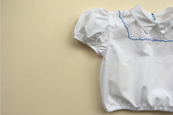 Blouse with a plastron hand embroidered - 'Lucie' - 18m